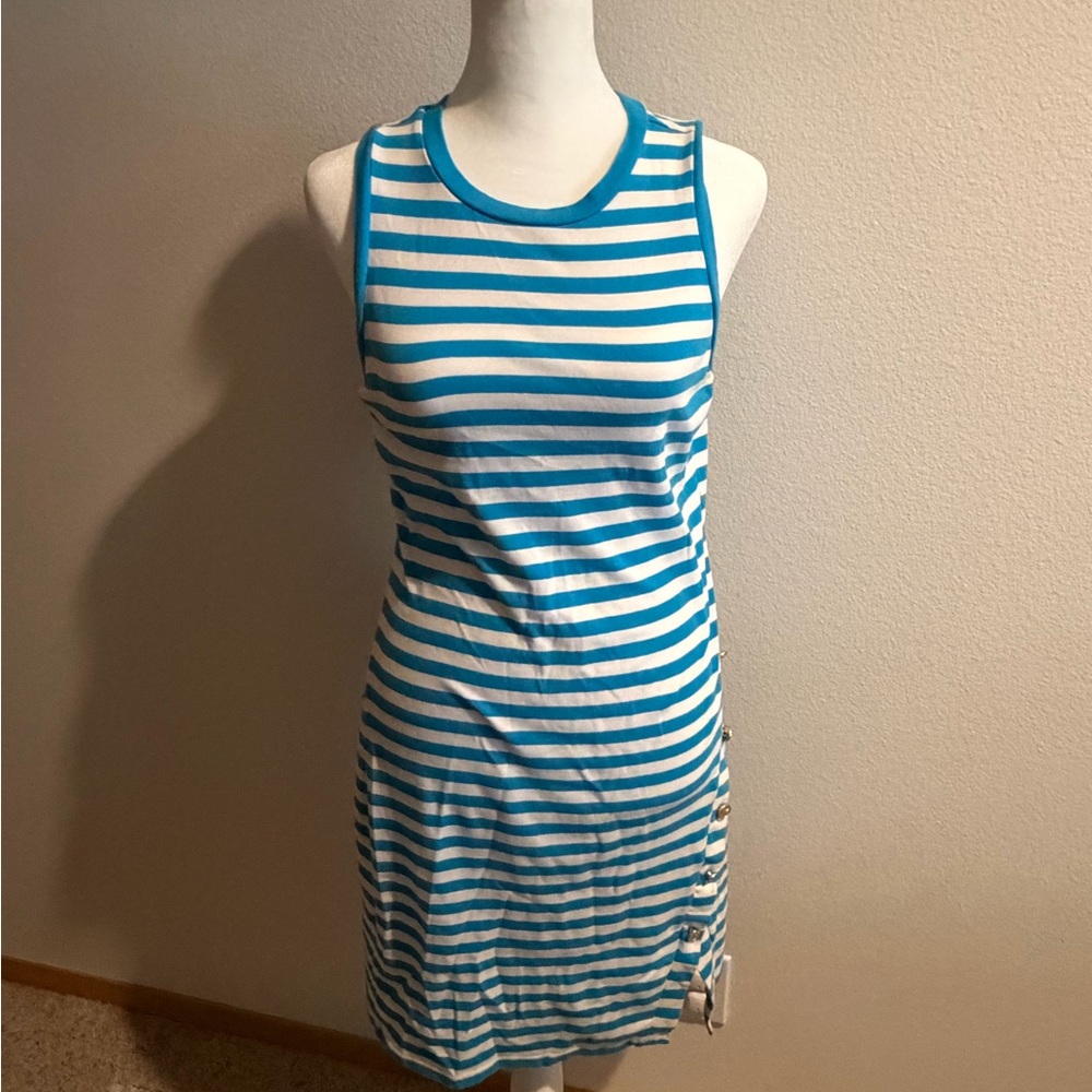 Michael Kors Blue and White Striped Tee